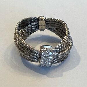 Alor stainless steel and diamond ring